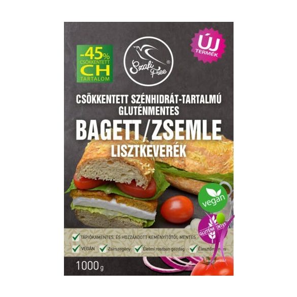 SZAFI FREE CSÖKKENTETT SZÉNHIDRÁT-TARTALMÚ BAGETT / ZSEMLE LISZTKEVERÉK (GLUTÉNMENTES) 1000 G